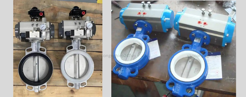 Van bướm điều khiển khí nén PTFE DN100