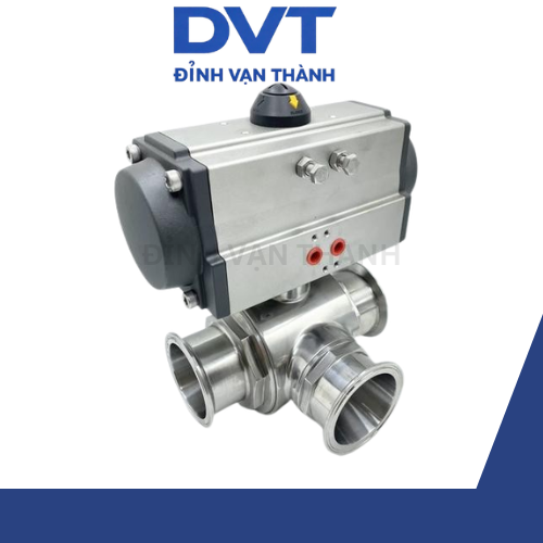 Van bi 3 ngã inox vi sinh điều khiển khí nén DN38