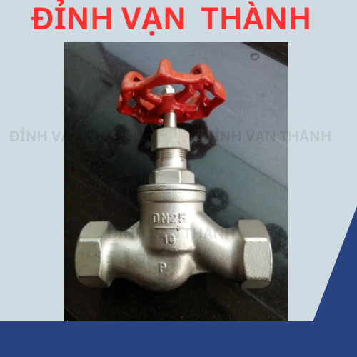Van cầu ren chữ ngã inox DN25